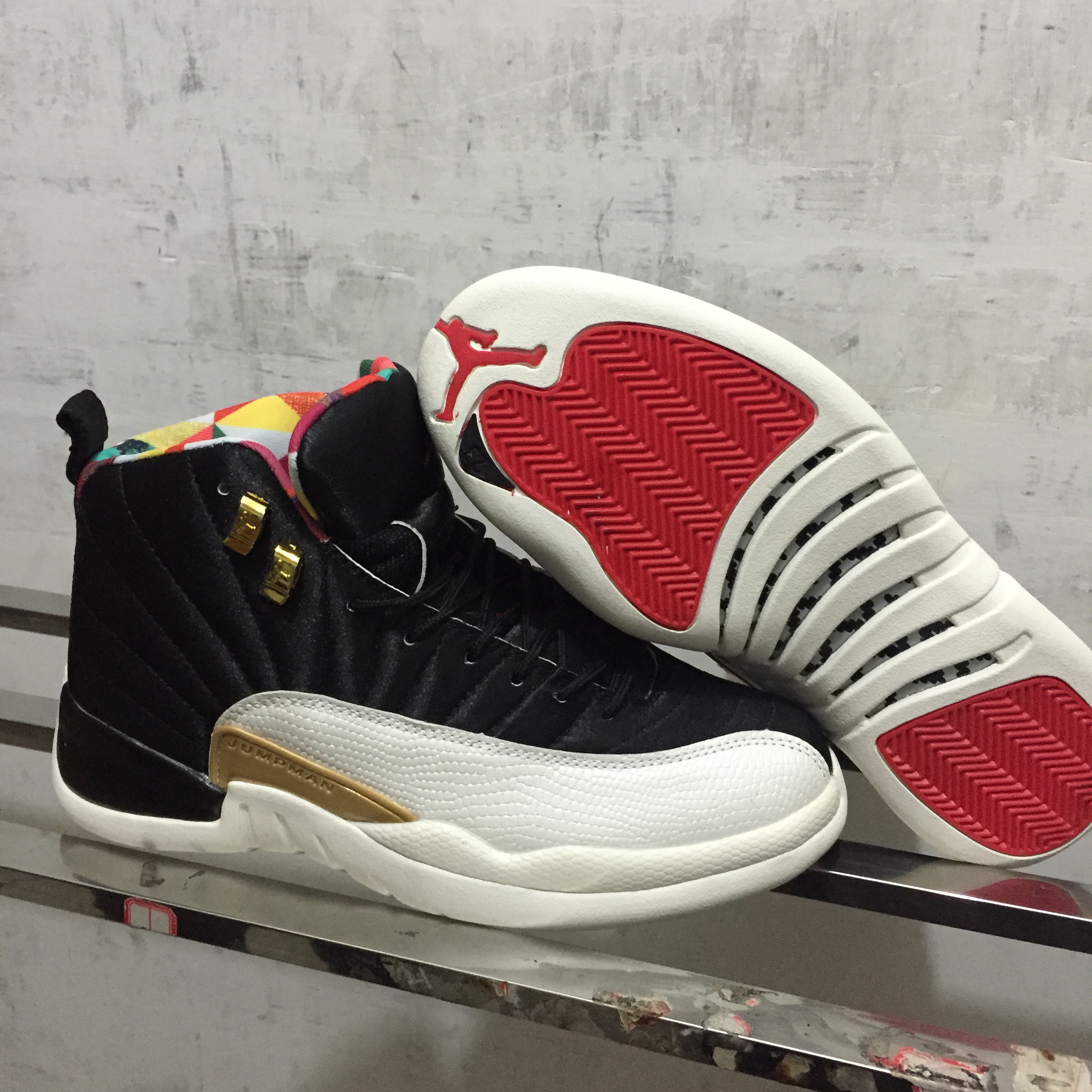 2019 Air Jordan 12 CNY Black White Gold Red - Click Image to Close